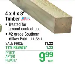 Menards AC2 4 x 4 x 8' #2 Ground Contact Green Pressure-Treated Timber offer