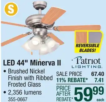 Menards Patriot Lighting Minerva II 44 Brushed Nickel Indoor 4-Light Ceiling Fan offer