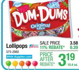 Menards Spangler Dum Dums Original Pops - 10.4 oz offer