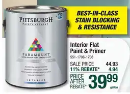Menards Pittsburgh Paints & Stains Paramount Interior Flat Paint & Primer White/Pastel Base - 1 gal offer