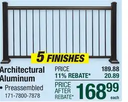 Menards Williams 36 x 6' Black Preassembled Powder-Coated Aluminum Railing Panel offer