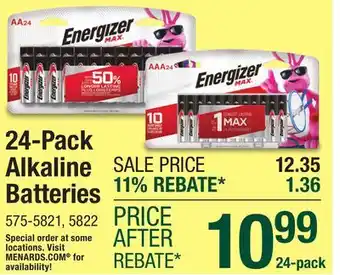 Menards Energizer Max AA Alkaline Batteries - 24 Pack offer