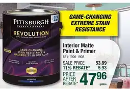 Menards Pittsburgh Paints & Stains Revolution Interior Matte Babys Breath Paint & Primer - 1 gal offer