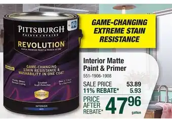 Menards Pittsburgh Paints & Stains Revolution Interior Matte Babys Breath Paint & Primer - 1 gal offer