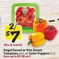 Winn Dixie Angel Sweet or One Sweet Tomatoes pint or Color Peppers 3 ct offer