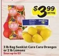Winn Dixie Sunkist Cara Cara Oranges or Lemons offer