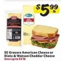 Winn Dixie SE Grocers American Cheese or Dietz & Watson Cheddar Cheese offer