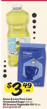 Winn Dixie Know & Love Pure Cane Granulated Sugar or SE Grocers Vegetable Oil offer