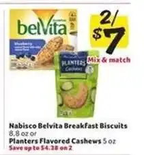 Winn Dixie Nabisco Belvita Breakfast Biscuits or Planters Flavored Cashews offer