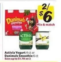 Winn Dixie Activia Yogurt or Danimals Smoothie offer