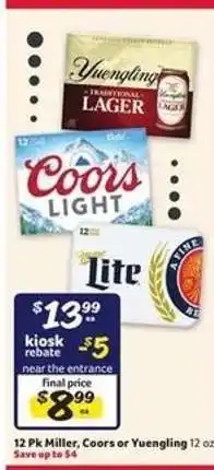 Winn Dixie 12 Pk Miller, Coors or Yuengling offer