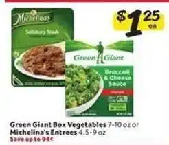 Winn Dixie Green Giant Box Vegetables or Michelina's Entrees offer
