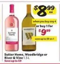 Winn Dixie Sutter Home, Woodbridge or River & Vine offer