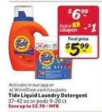 Winn Dixie Tide Liquid Laundry Detergent offer