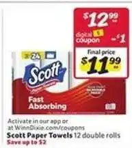 Winn Dixie Scott Paper Towels offer