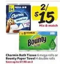 Winn Dixie Charmin Bath Tissue or Bounty Paper Towel offer
