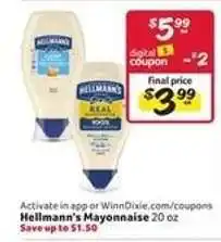 Winn Dixie Hellmann's Mayonnaise offer