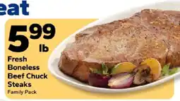 Save a Lot Fresh Boneless Beef Chuck Steaks offer