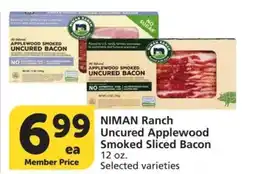 Albertsons NIMAN Ranch Uncured Applewood Smoked Sliced Bacon - 12 oz. Selected varieties offer