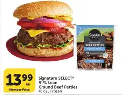 Albertsons Signature SELECT 91% Lean Ground Beef Patties - 40 oz., Frozen offer
