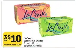 Albertsons LaCroix Sparkling Water* - 8 pack, 12 oz. Selected varieties offer