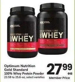 Albertsons Optimum Nutrition Gold Standard 100% Whey Protein Powder - 23.59 to 25.6 - oz, select varieties offer