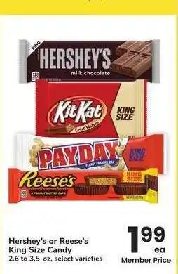 Albertsons Hershey's or Reese's King Size Candy - 2.6 to 3.5 - oz, select varieties offer