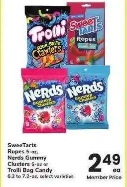 Albertsons SweeTarts Ropes 5-oz, Nerds Gummy Clusters 5-oz or Trolli Bag Candy 6.3 to 7.2-oz - select varieties offer