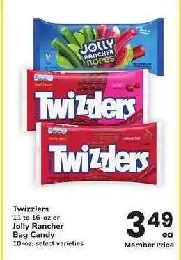 Albertsons Twizzlers 11 to 16-oz or Jolly Rancher Bag Candy 10-oz - select varieties offer