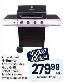 Albertsons Char-Broil 4-Burner Stainless Steel Gas Grill - select items, in select stores offer