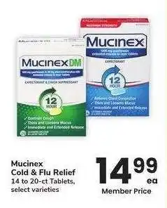 Albertsons Mucinex Cold & Flu Relief - 14 to 20 - ct Tablets, select varieties offer