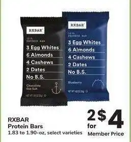 Albertsons RXBAR Protein Bars - 1.83 to 1.90 - oz, select varieties offer