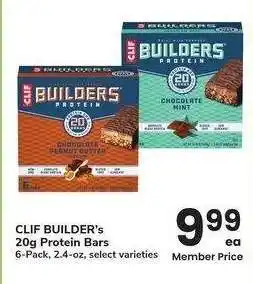 Albertsons CLIF BUILDER's 20g Protein Bars - 6 - Pack, 2.4 - oz, select varieties offer
