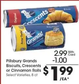 Kroger Pillsbury Grands Biscuits, Crescents or Cinnamon Rolls offer