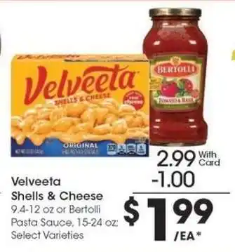 Kroger Velveeta Shells & Cheese or Bertolli Pasta Sauce offer