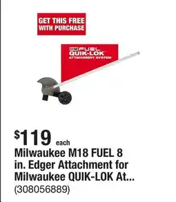 The Home Depot Milwaukee M18 FUEL 8 in. Edger Attachment for Milwaukee QUIK-LOK Attachment System offer