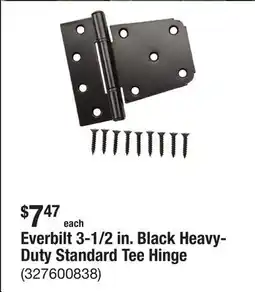 The Home Depot Everbilt 3-1/2 in. Black Heavy-Duty Standard Tee Hinge offer