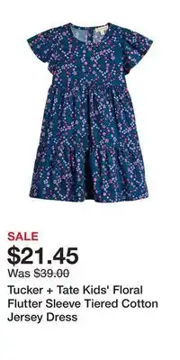 Nordstrom Tucker + Tate Kids' Floral Flutter Sleeve Tiered Cotton Jersey Dress offer