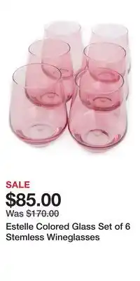Nordstrom Estelle Colored Glass Set of 6 Stemless Wineglasses offer