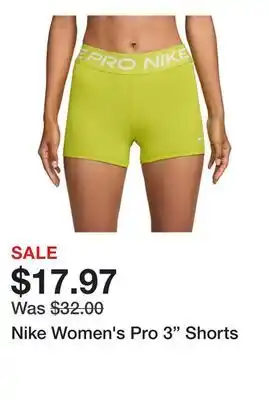 Dick's Sporting Goods Nike Women's Pro 3 Shorts offer