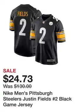 Dick's Sporting Goods Nike Men's Pittsburgh Steelers Justin Fields #2 Black Game Jersey offer