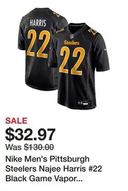 Dick's Sporting Goods Nike Men's Pittsburgh Steelers Najee Harris #22 Black Game Vapor Jersey offer