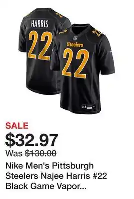 Dick's Sporting Goods Nike Men's Pittsburgh Steelers Najee Harris #22 Black Game Vapor Jersey offer