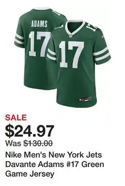 Dick's Sporting Goods Nike Men's New York Jets Davante Adams #17 Green Game Jersey offer