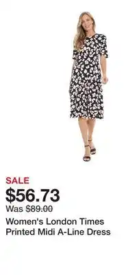 Kohl's Women's London Times Printed Midi A-Line Dress offer
