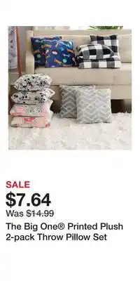 Kohl's The Big One Printed Plush 2-pack Throw Pillow Set offer