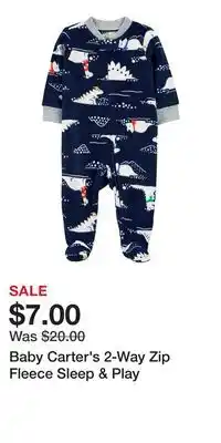 Kohl's Baby Carter's 2-Way Zip Fleece Sleep & Play offer