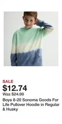Kohl's Boys 8-20 Sonoma Goods For Life Pullover Hoodie in Regular & Husky offer
