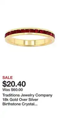 Kohl's Traditions Jewelry Company 18k Gold Over Silver Birthstone Crystal Eternity Ring offer