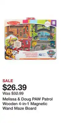 Kohl's Melissa & Doug PAW Patrol Wooden 4-in-1 Magnetic Wand Maze Board offer